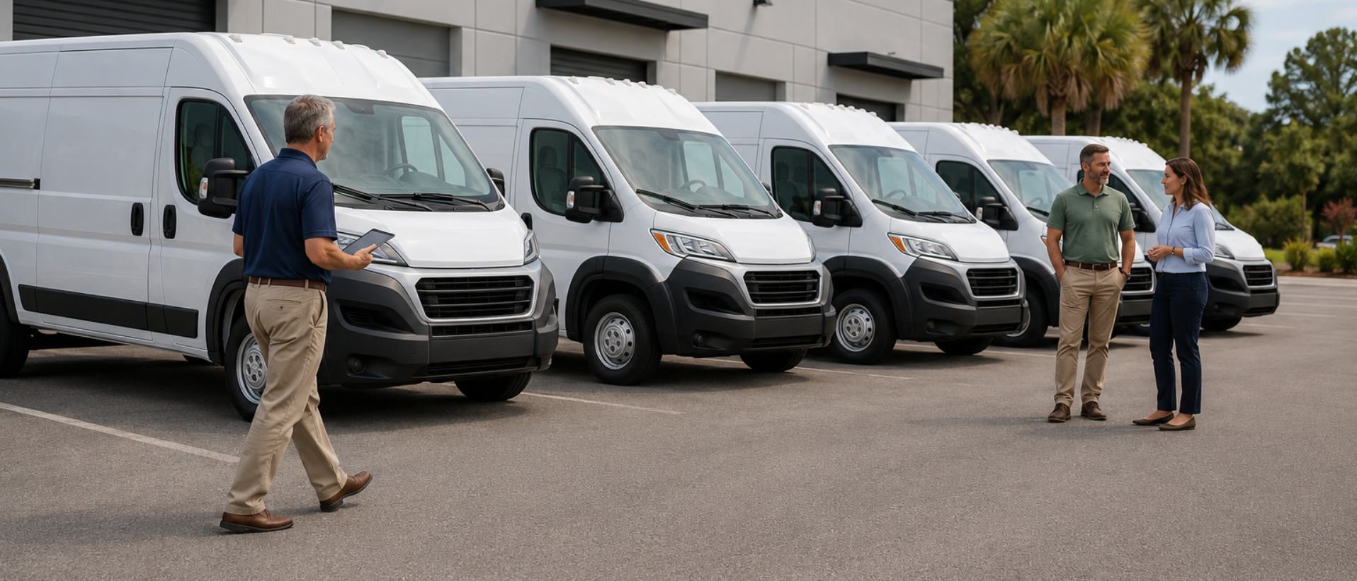 A clean white Wilmar work van ready for service